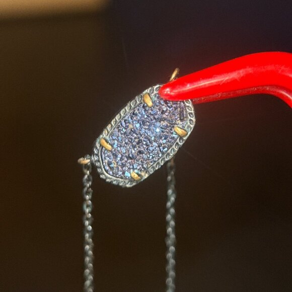 Kendra Scott Black with Blue Druzy Necklace - Picture 4 of 7